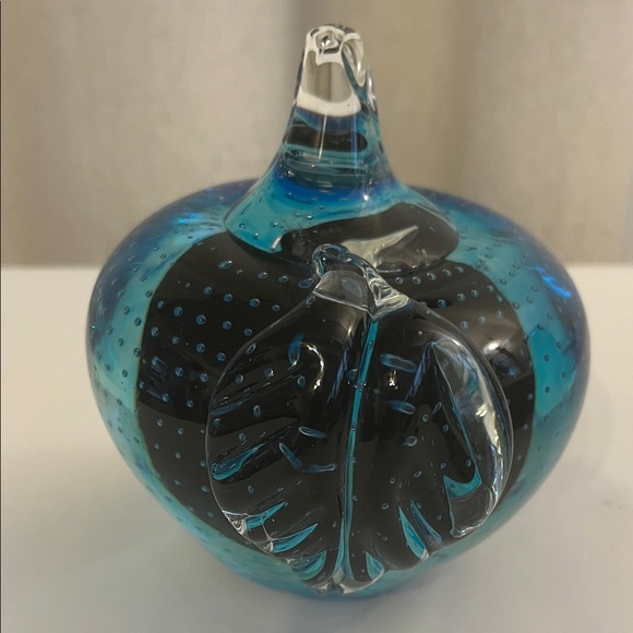 Alfredo Barbini Large Aqua Blue Controlled Bubble Sommerso 5.5”H 5.25”W